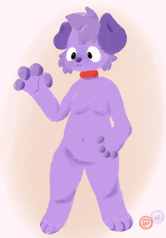 A painted purple dog