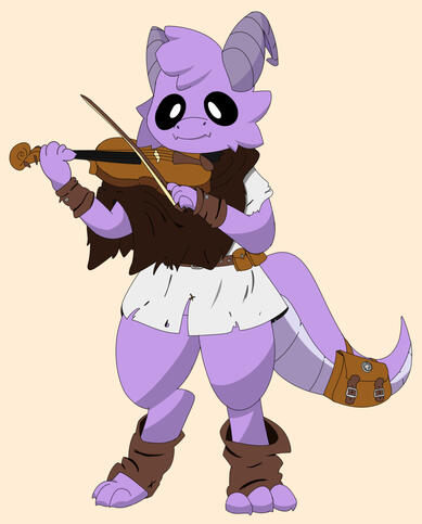 Drawing of a purple Kobold playing the violin